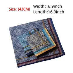 3x Cotton Mens Handkerchief Hankies Gift Set 43Cmx43cm Jacquard Pattern Hanky Pocket Square for Grooms Celebration Grandfathers
