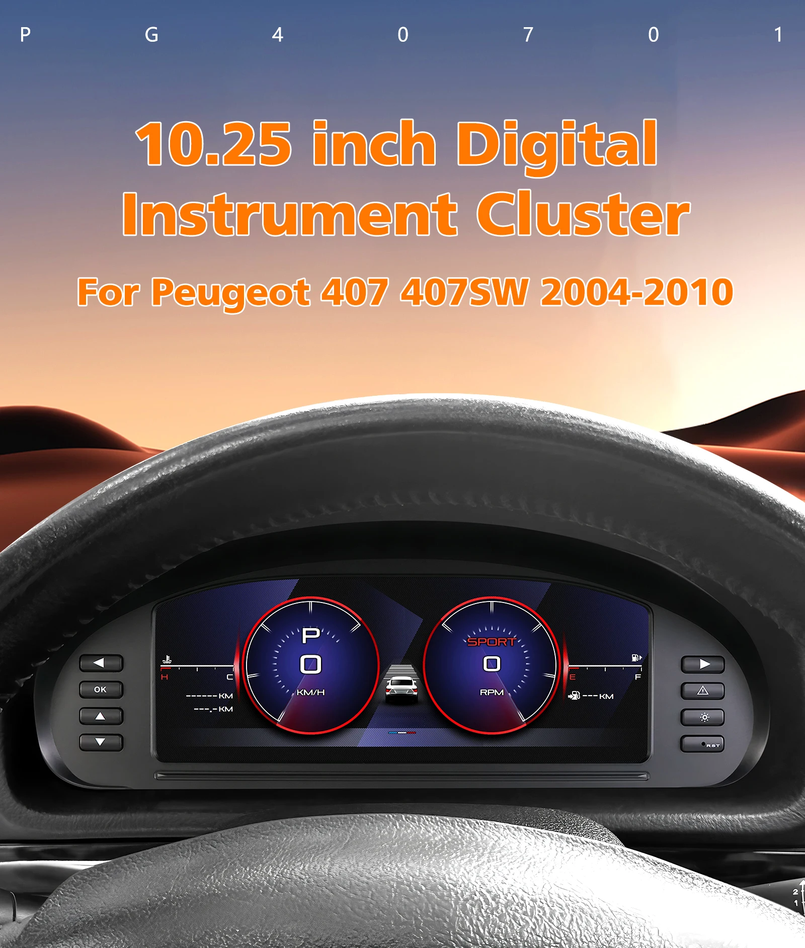 Hizpo - Panel de Instrumentos Digital LCD de 10.25 Pulgadas para Automóvil, para Peugeot 407 407SW 2004-2010, Modificación de Radio de Auto, Panel de Instrumentos, Velocímetro, Sistema Linux 5.4, Cabina Virtual 2