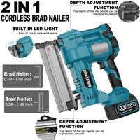 Brushless F15-50 K410-438 Wireless Cordless Electric 2 in 1 Nailer/Stapler Gun with Nail  Lithium Battery for Makita 18V Battery 2