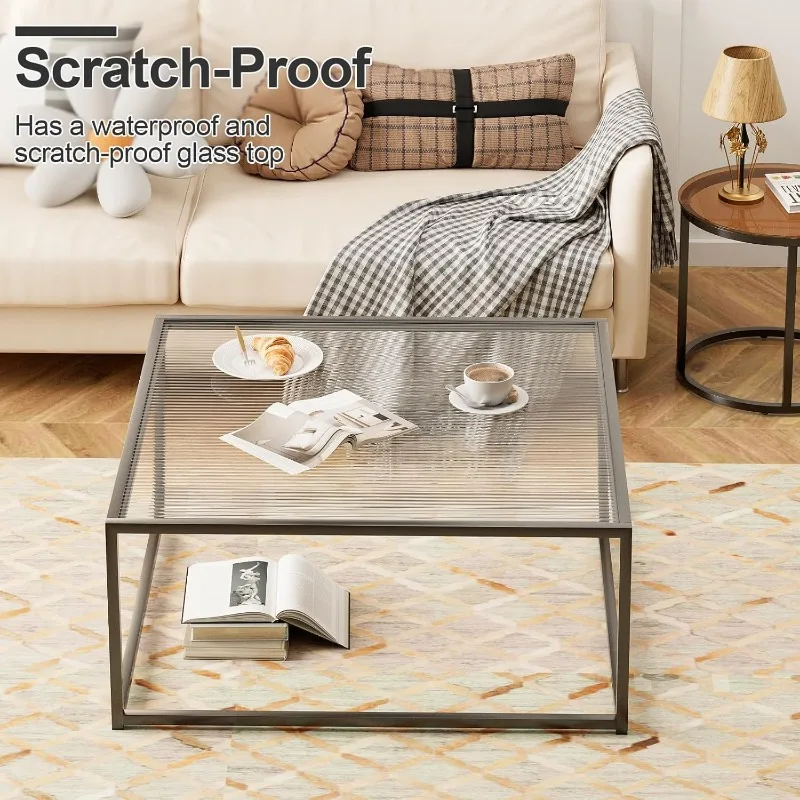 Glass Coffee Table Modern Center Table,Minimalist Coffee Table Sofa Side Tea Table for Living Room,Tempered Glass-top 6