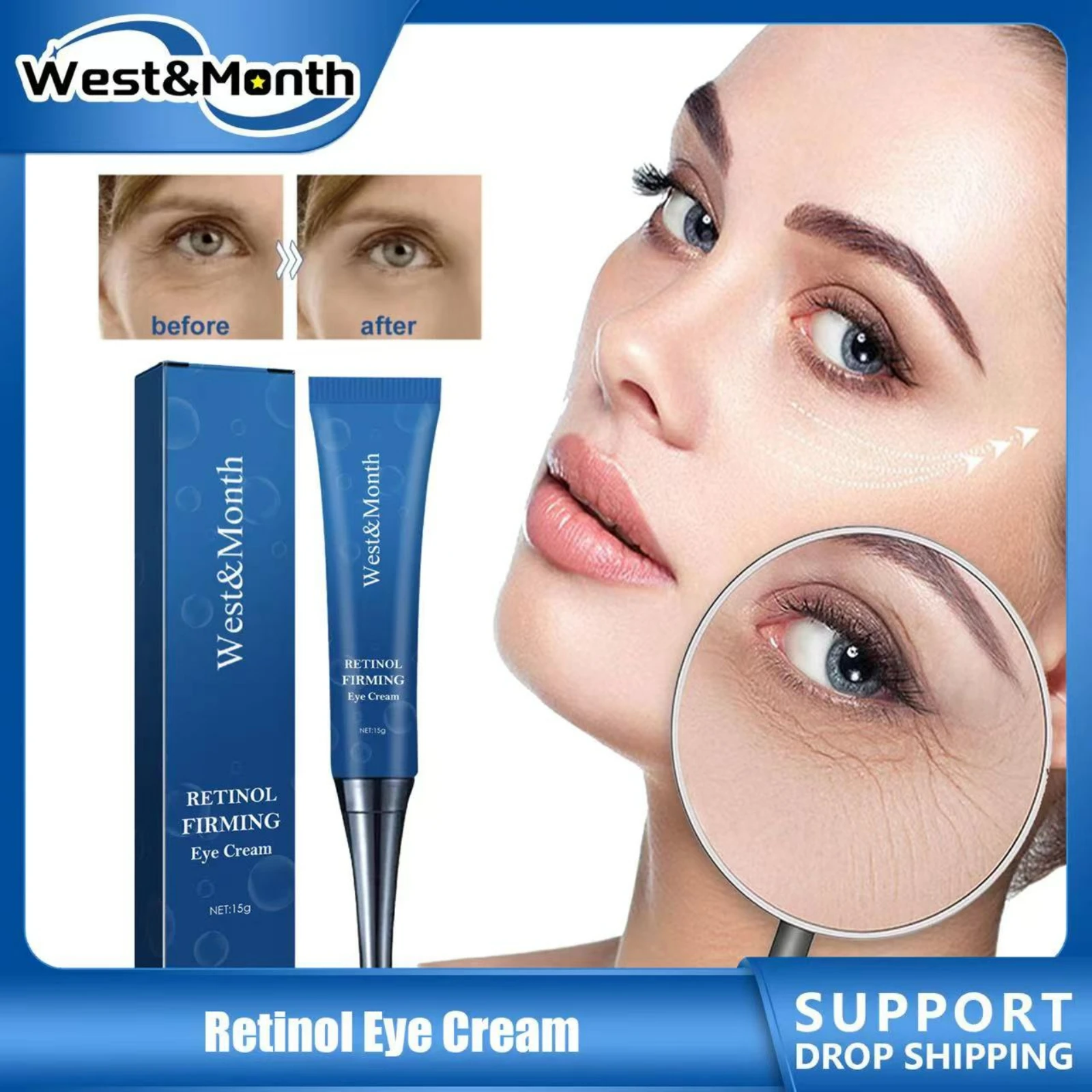 Wrinkle Removal Eye Cream Eliminate Dark Circle Puffiness Removal Fade Fine Lines Bag Tighten Sagging Nourishing Under Eye Skin