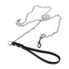 Heavy Duty Metal Chain Dog Lead With Leather Handle Long Strong Control Leash Outdoor Pet Traction Rope Anti Bite Chain Supplies 2