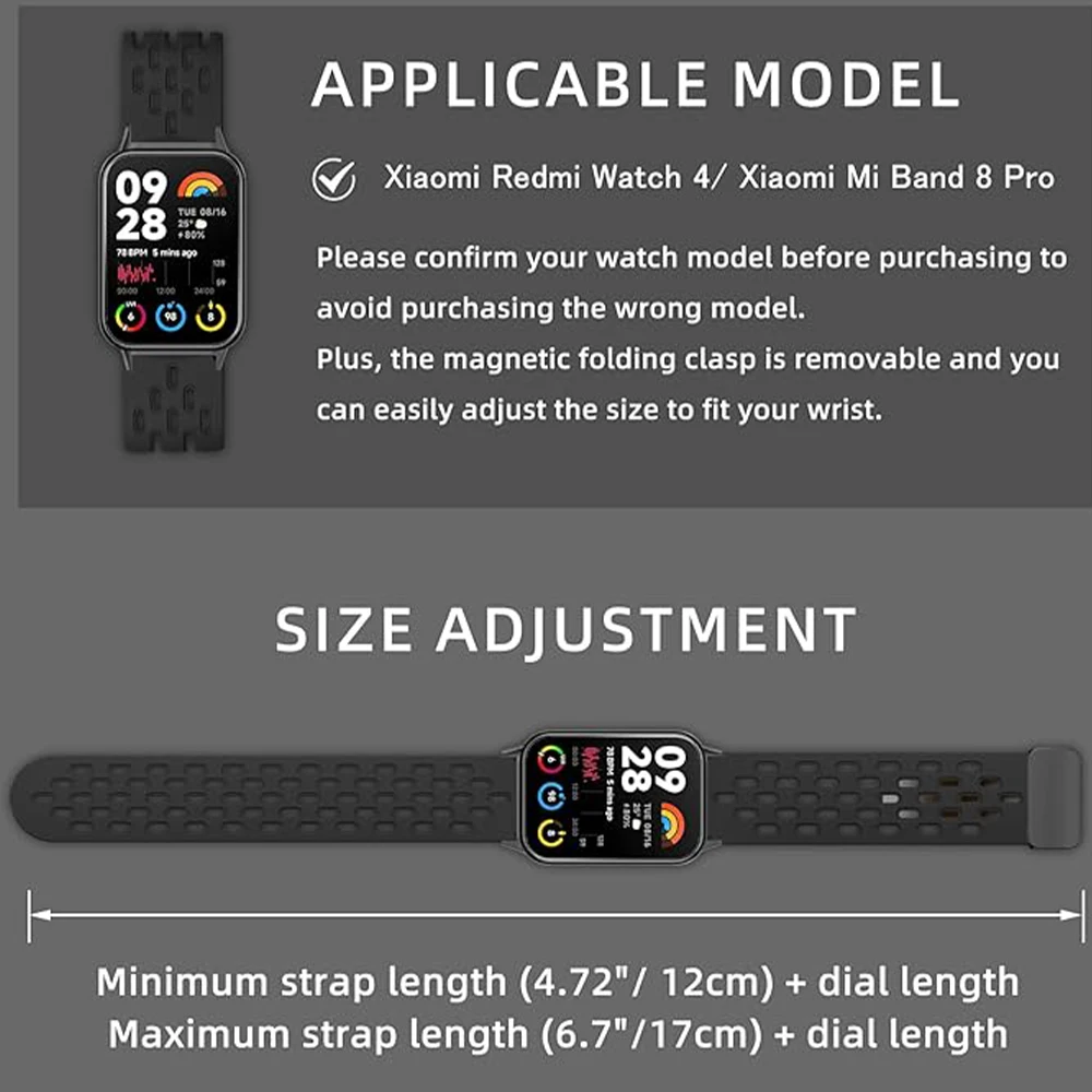 Breathable Silicone Sports Strap with Magnetic Buckle - Universal Smartwatch Band Accessory