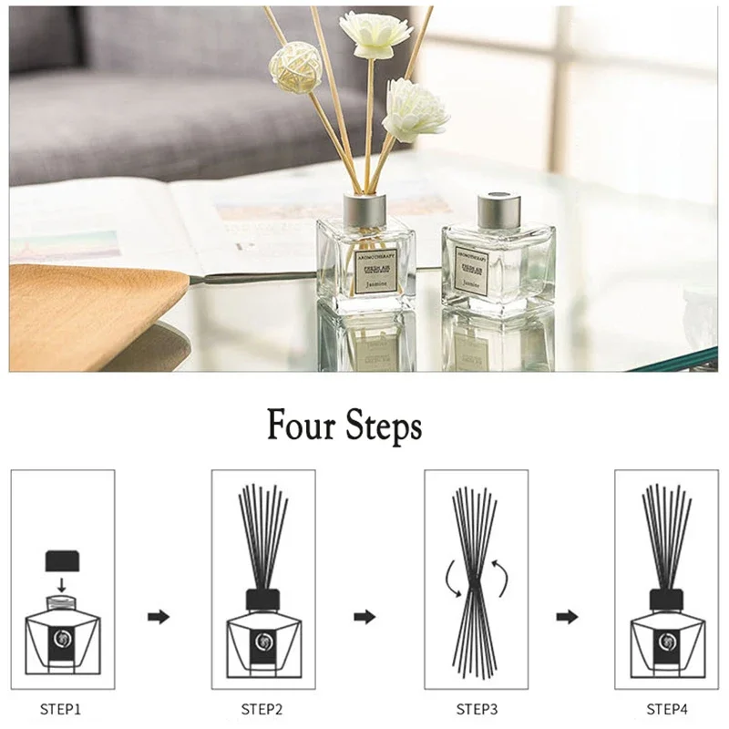 Flameless essential oil Dried flower vine Reed Diffuser bottle Sets white tea Ocean Perfume Home bedroom Toilet deodorization
