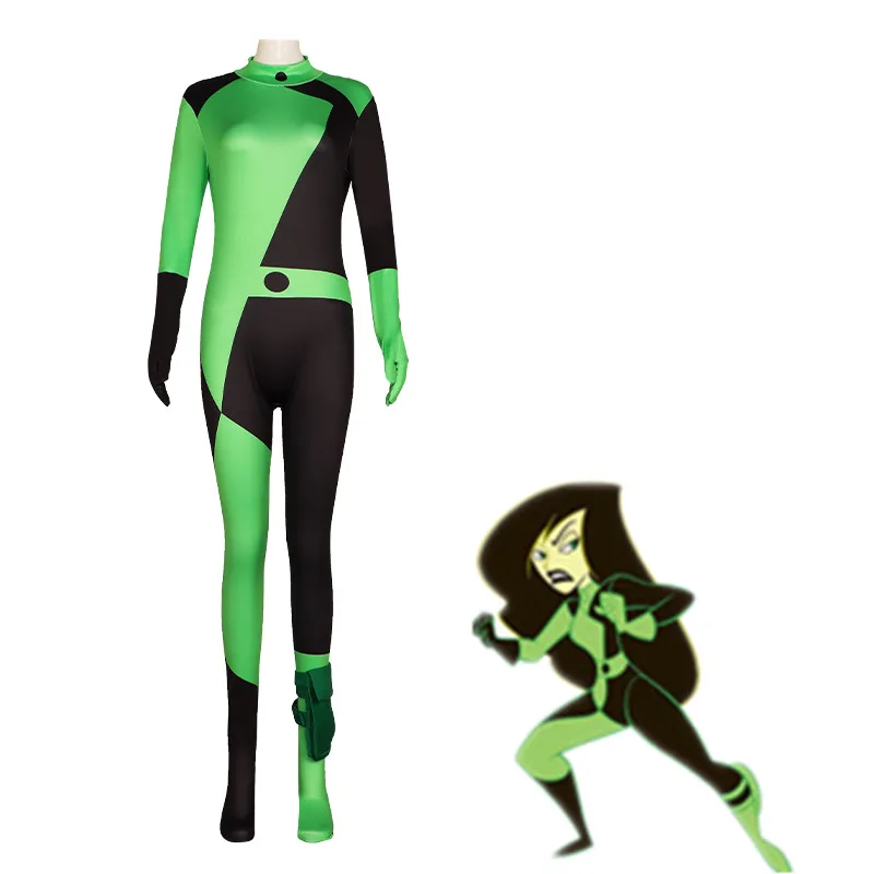 Women Girl Halloween Costume Cosplay Game Anime Shego Sexy Jumpsuits Carnival Theme Party Role Playing Outfit
