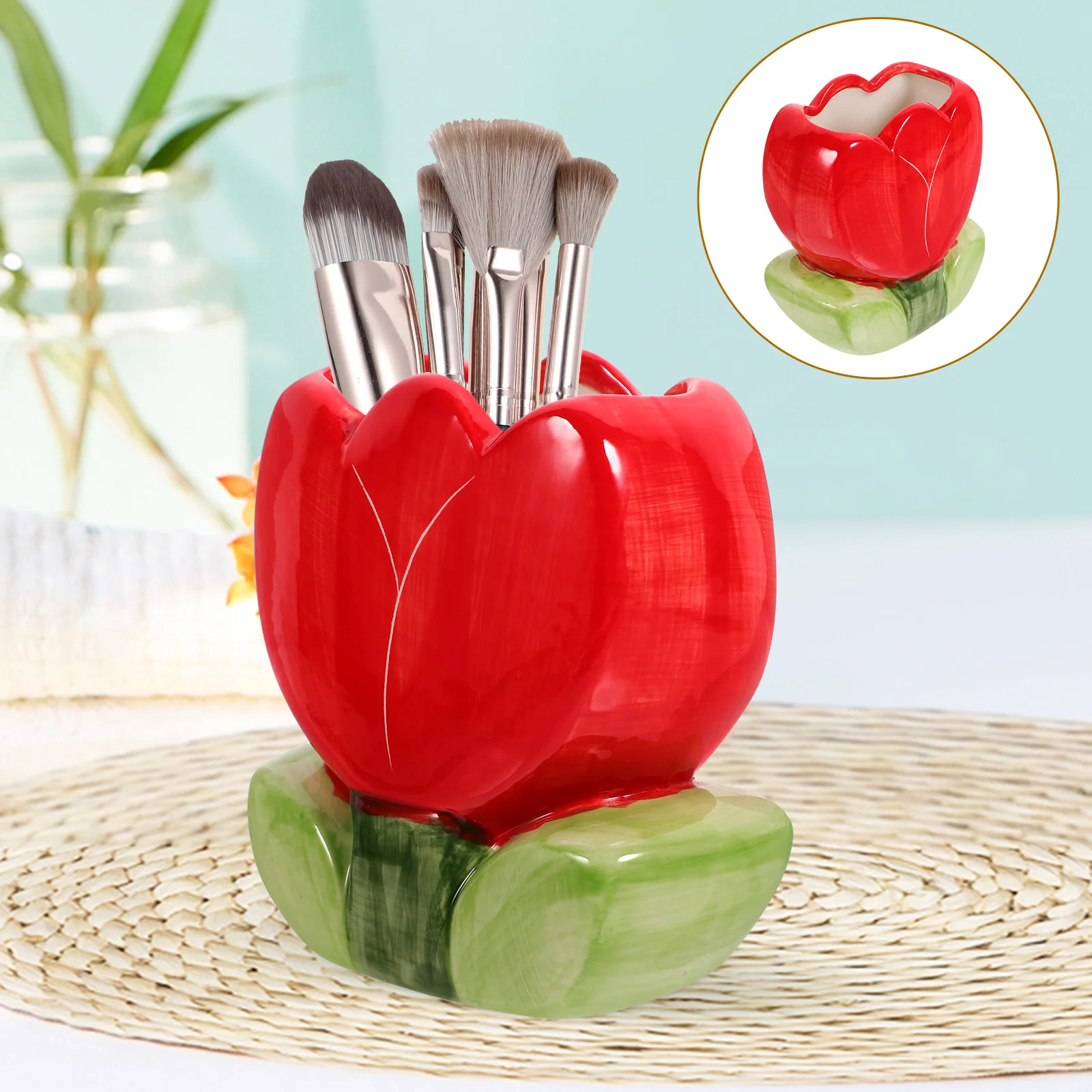 

Tulip Flower Pen Holder Pens + Pencil Lead Pencils Creative Ceramics Sundries Container Nice