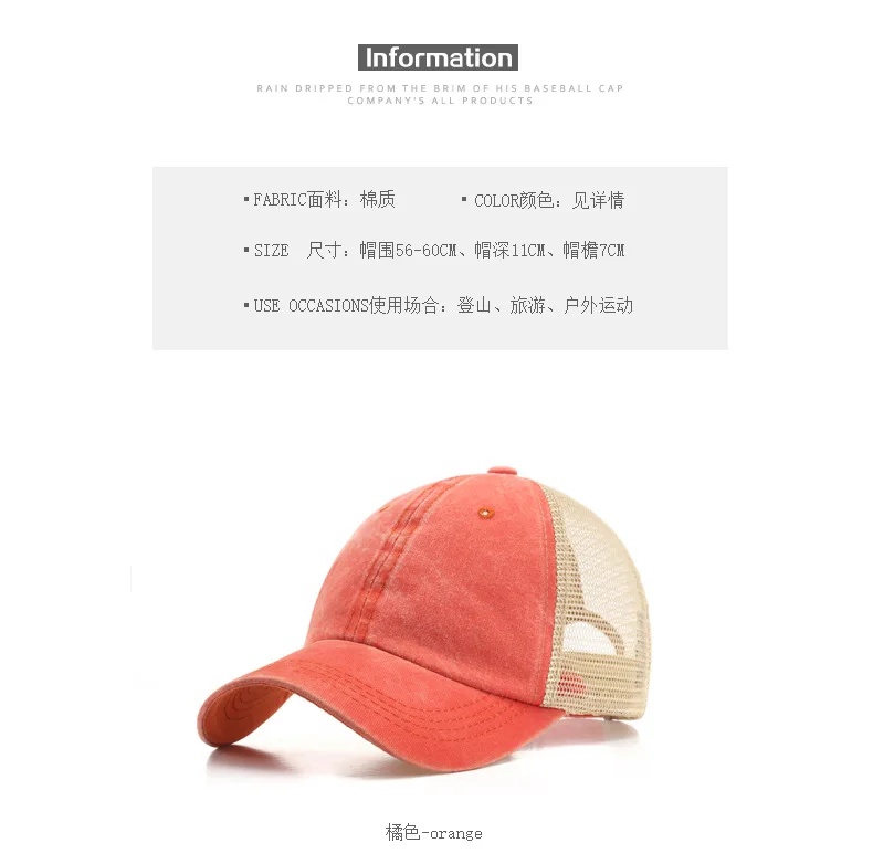 Baseball Cap Mesh Trucker Hut Männer Frauen Vintage Low Profile verstellbare Papa Hut – Detail 2