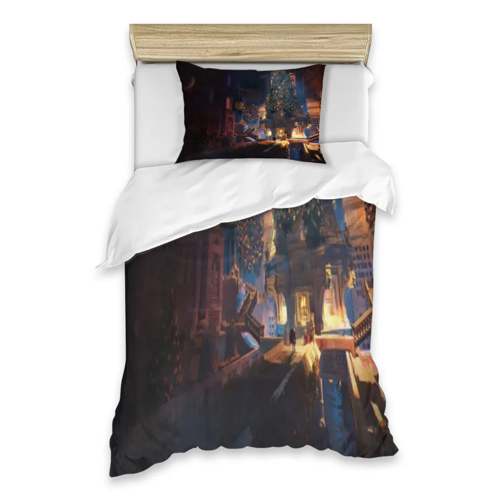 

Christmas decoration Santa Claus Christmas tree print pattern comfortable children adult cartoon photo bed sheet set