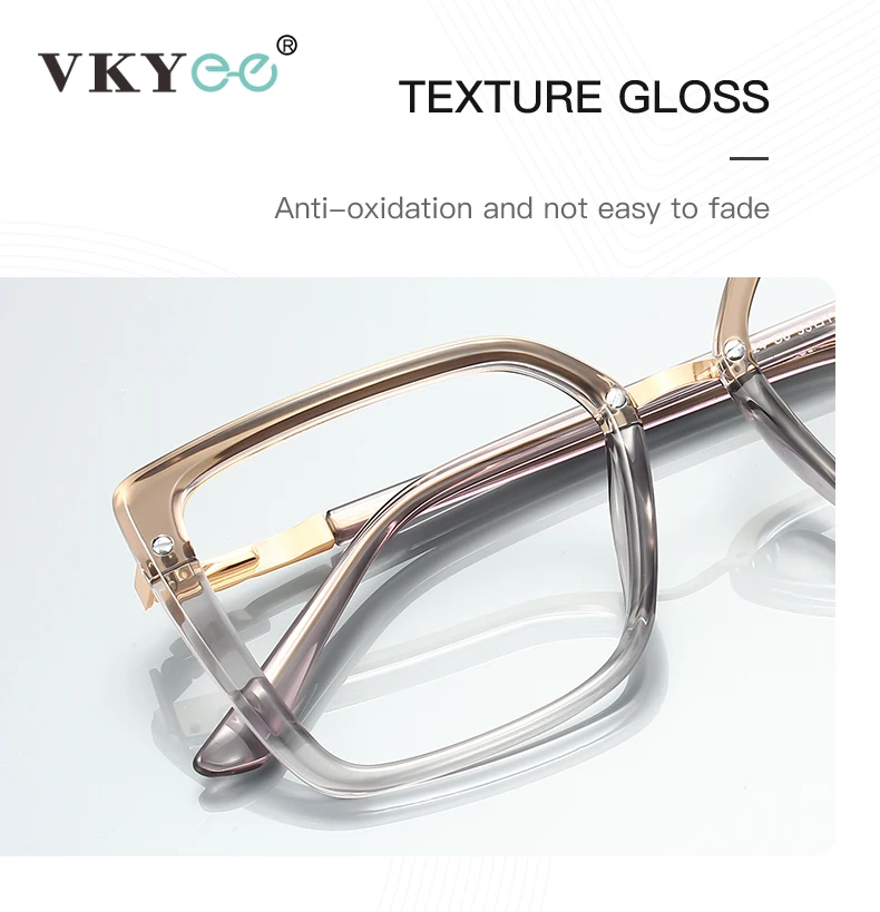 VKYEE Fashionable Large Frame Simple Square Design Anti-blue Light Reading Glasses Customizable Prescription Photochromic 5