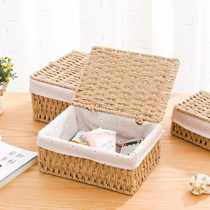Gray Woven Storage Baskets with Lid 4 | Gray Woven Storage Baskets with Lid 1