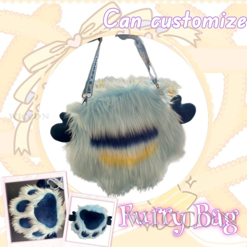 

Furry Bag Can Customized Cosplay Cat Stuffed Plush Shoulder Bag Lolita Girl Accessories Cute Claw Halloween Outfits Comic Con