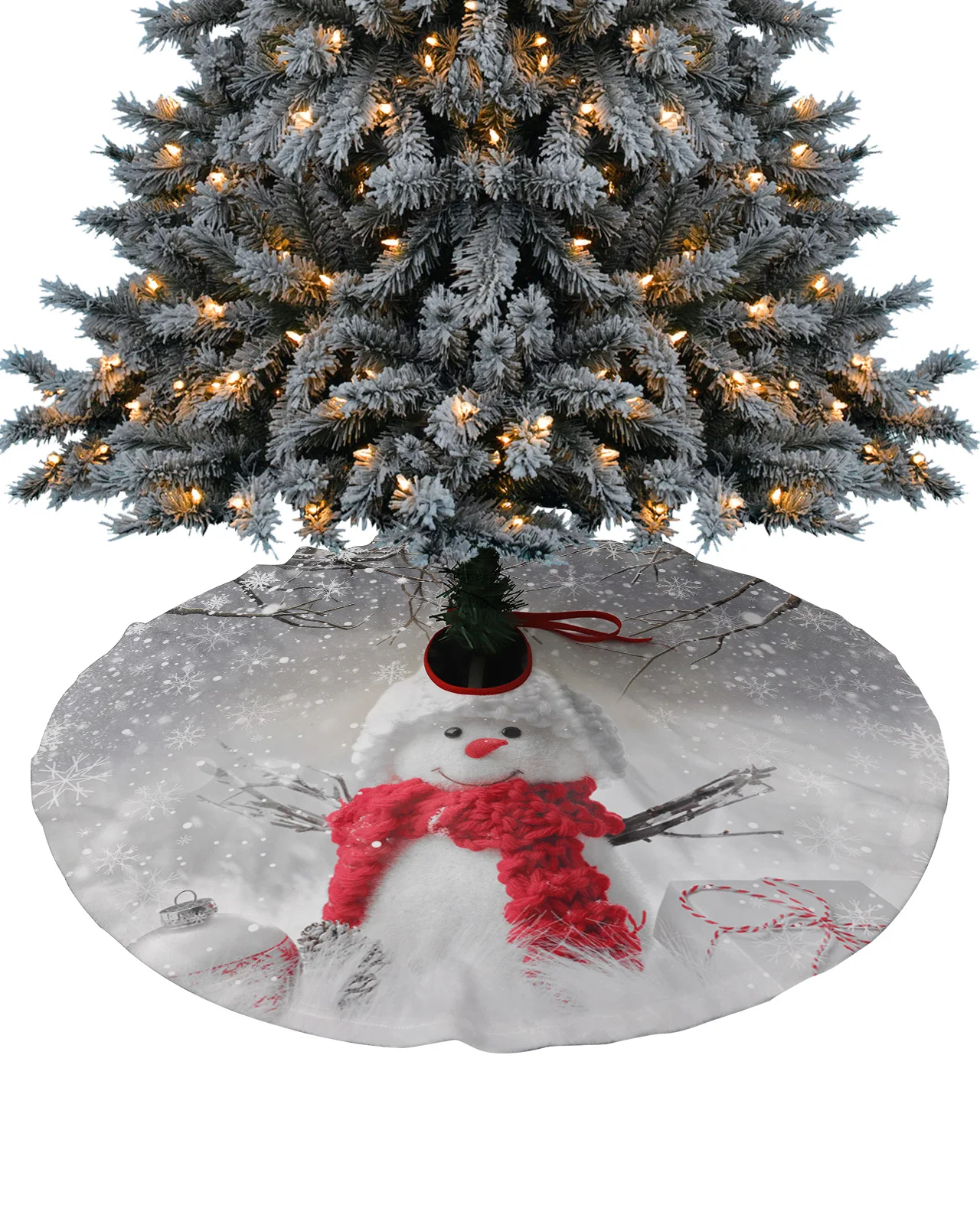 ChristmasWinterSnowmanGrayChristmasTreeSkirtXmasDecorationsfor
