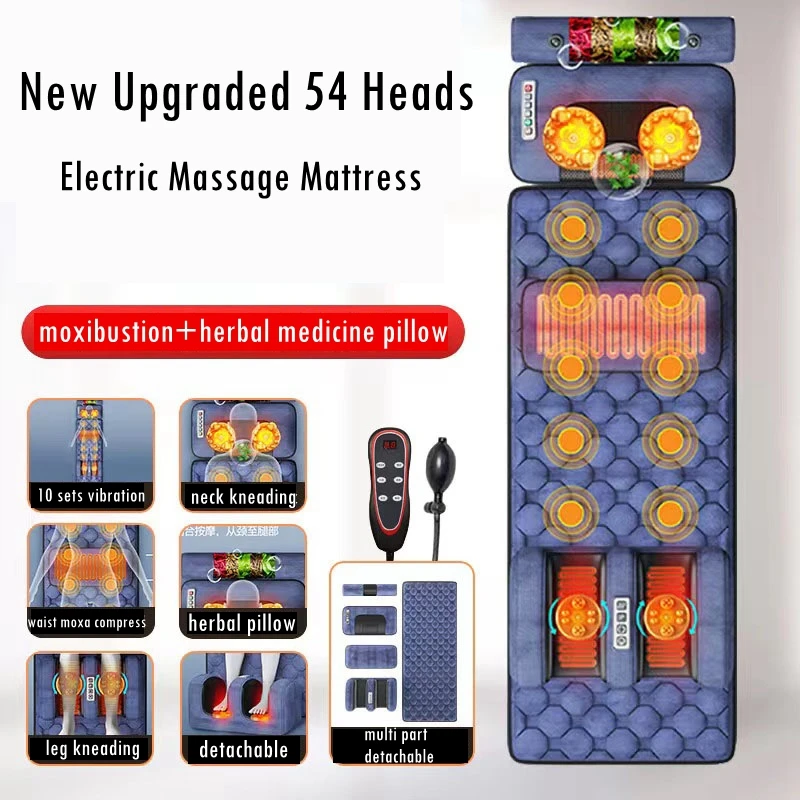 

Electric Massage Mattress Infrared Heating Vibrating Massager Cushion For Neck Back Foot Full Body Pain Stress Relief Body Relax