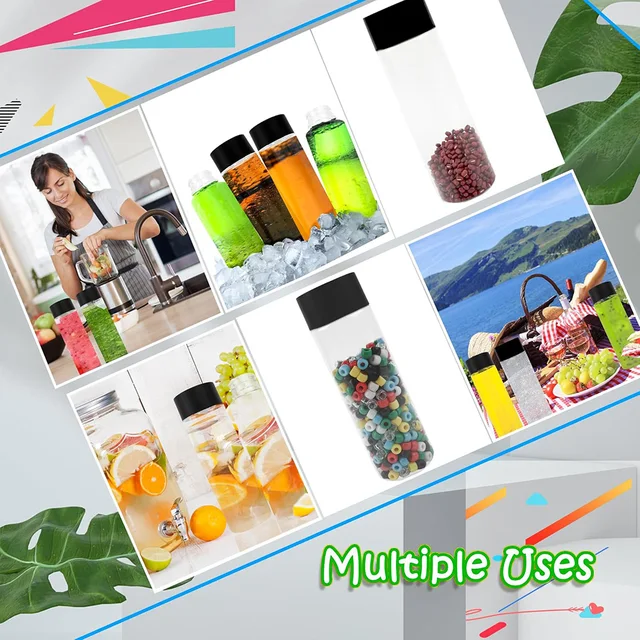 ✨ ‌6/12/24PCS Bulk Empty Plastic Reusable Juice /Water Bottles as Smoothie Bottles for Sensory Crafts and Calming Bottles 400m 5