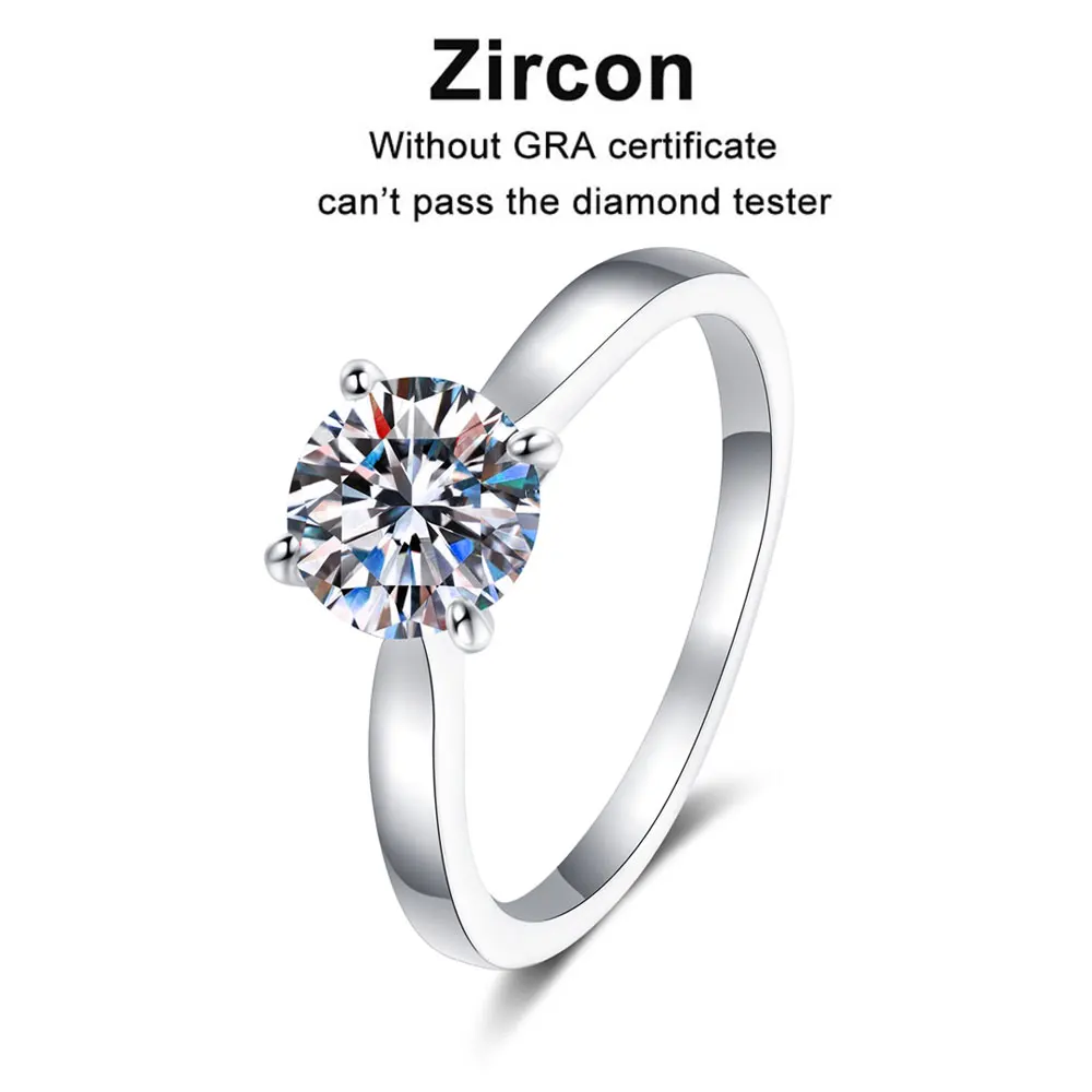 Engagement Rings Wedding Rings Stone Rings Fashion Rings Fashion Ring Finger Rings Metal Rings KNOBSPIN D VVS1 Moissanite Rings for Women Man 4 Prong Solitiare Engagement Wedding Diamond Ring with GRA Certified s925 Sliver