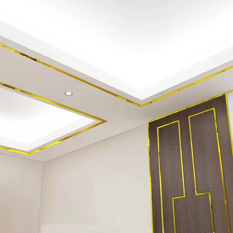 3D Mirror Wall Sticker 6 Colors DIY Acrylic Flat Decorative Lines Wall Ceiling Edge Strip Gold Living Room background Decoration wall sticker wall stickers