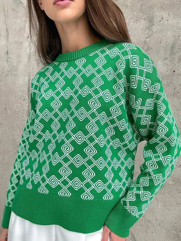 Autumn Winter Women knitted Pullovers 2025 New Fall Jacquard O-neck Thick Warm Women Sweater High quality Casual Sweater