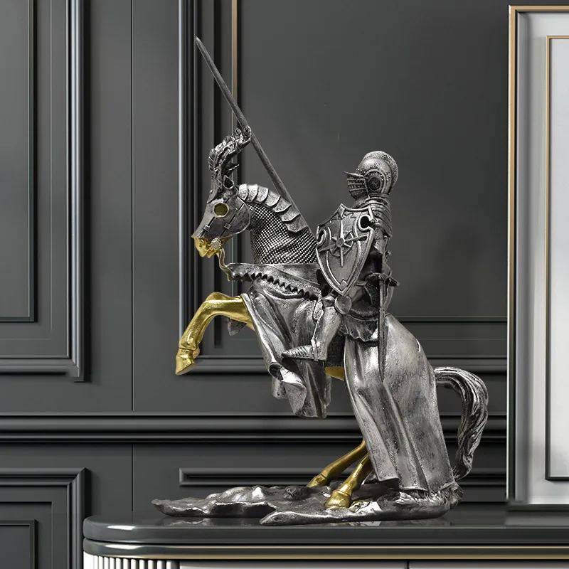 

[Funny] European Retro Knight Roman Armored Soldier Crafts Resin model Action figures toy statue Collection Home decoration Gift