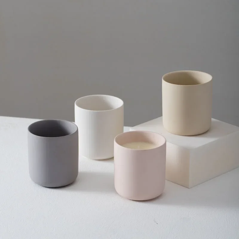Minimalist Ceramic Scented Candle Jar 375ml Candle Holders Desk Decoration Candlestick Wax Melt Burner Home Aroma Container