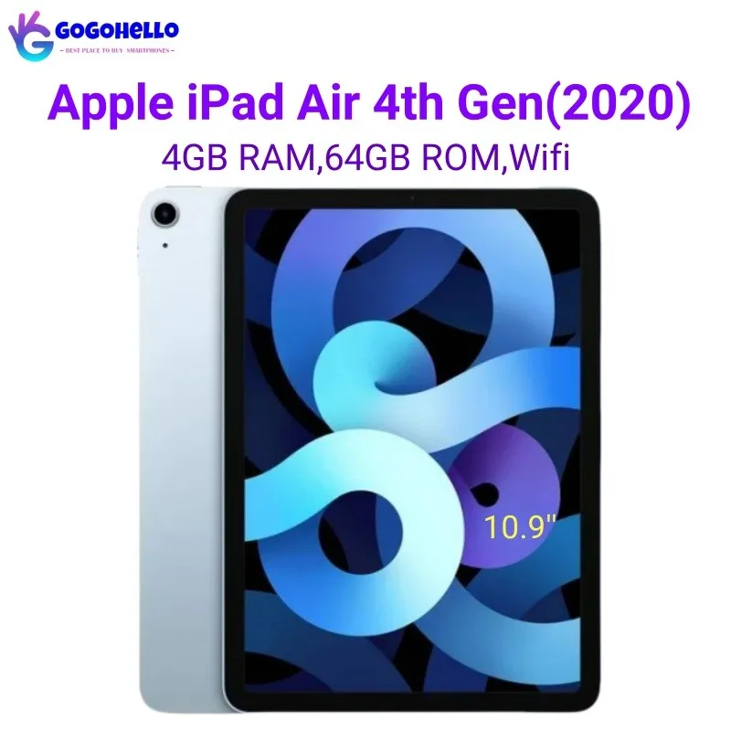 Оригинальный Планшет Apple iPad Air 4-го поколения, 2020 дюйма, Wi-Fi, 64 Гб ПЗУ, 4 Гб, 10,9 дюйма, A14, бионический, литий-ионный, 7606 мАч, жидкий, Retina, IPS, ЖК 98%