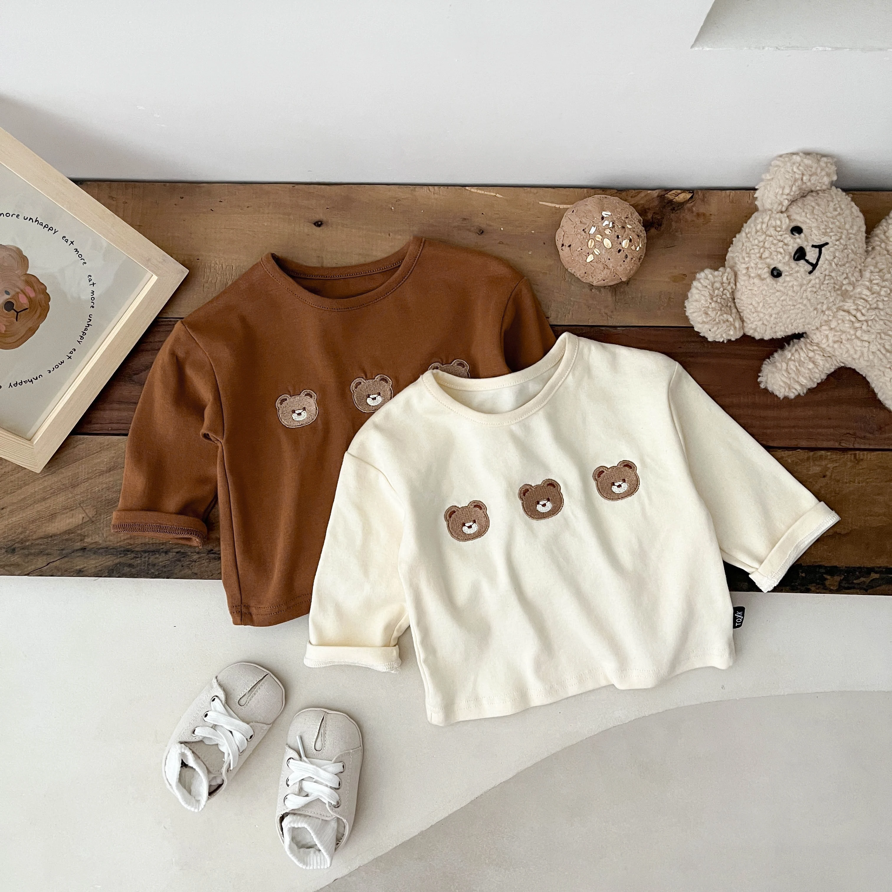 Baby  Cartoon Bear Graphic Long Sleeves Cotton Casual Hoodies