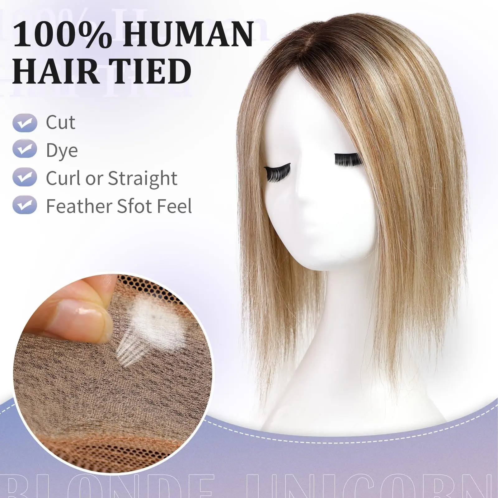 Remy Human Hair Toppers 12 Inches Straight For Women