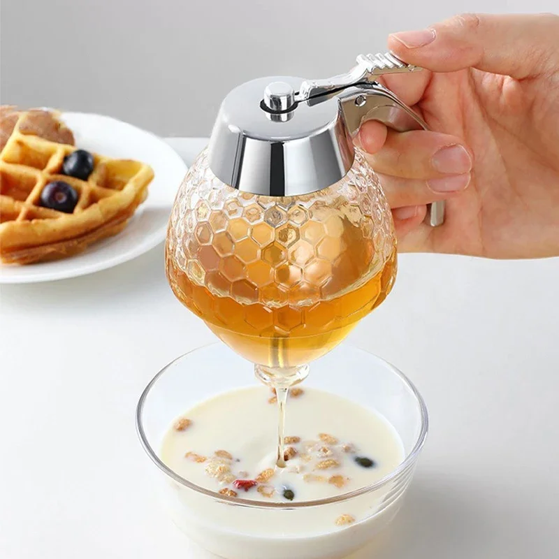 Squeeze Bottle Honey Jar Container Drip Dispenser Kettle Storage Pot Stand Holder Juice Syrup Cup Kitchen Accessories 200ml storage jar refillable bottles glass bottles household storage sets storage sets