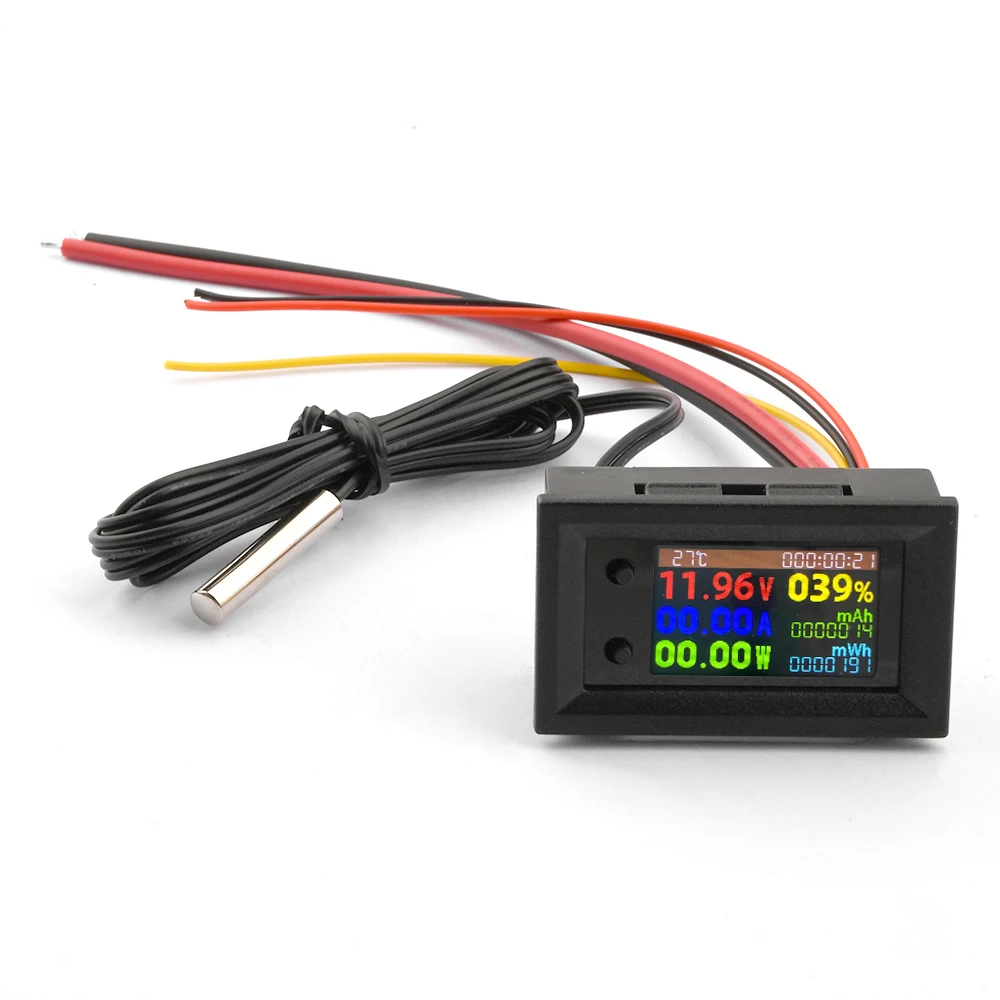 8 In 1 Digital Multimeter DC 4-30V 10/50/100A Power Energy Voltmeter Ammeter Wattmeter Capacity Tester Thermometer LCD Display
