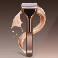 Pinceau professionnel pour fond de teint, poils en nylon doux, manche marron élégant, pour BB crème, fond de teint liquide, poudre, voyage 3