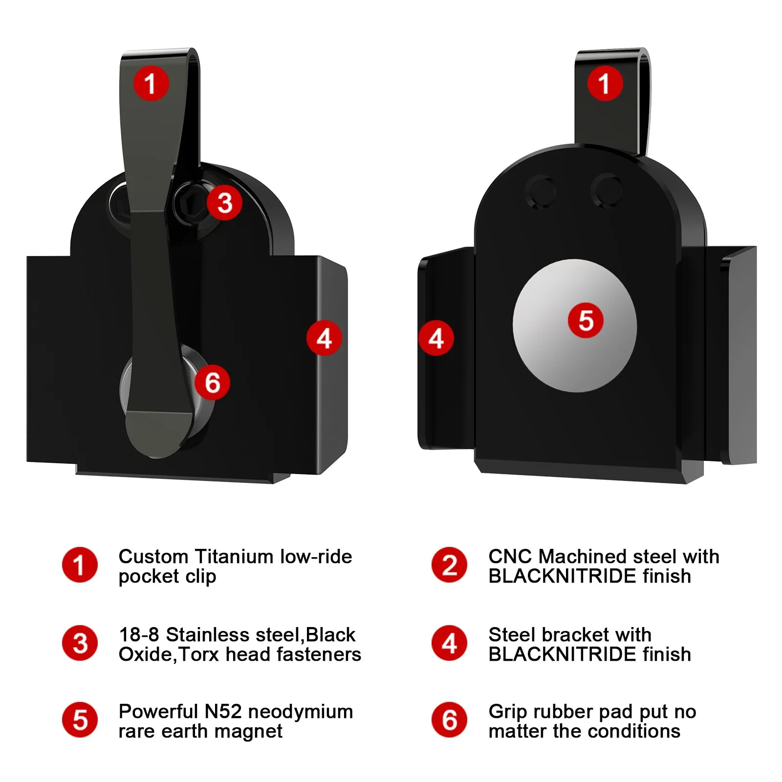 Magnetic Pocket Magazine Holder Heavy Duty Magazine Holster Standard Belt Clips for 9mm /.40 S&W Hunting Accessories