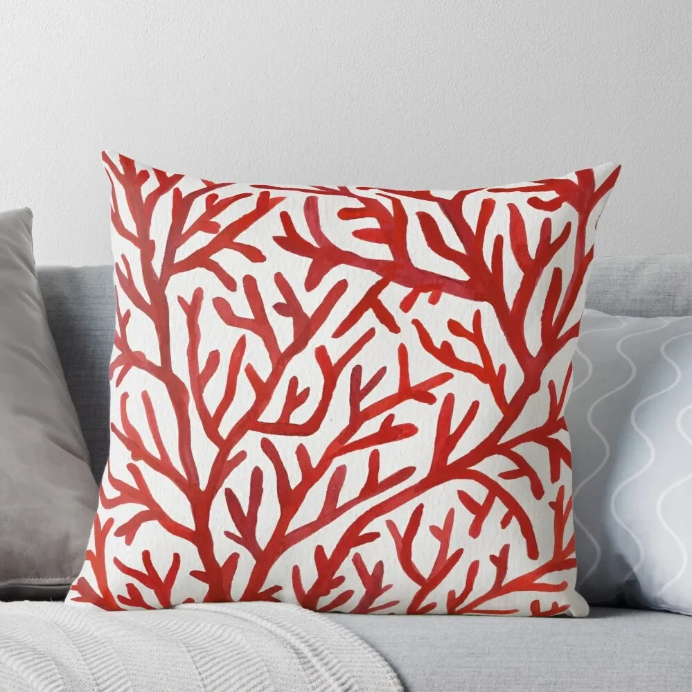 Красно-Коралловая декоративная подушка для дивана