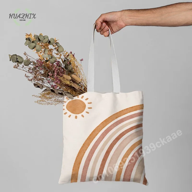 

Rainbow Handbags Women Print Shopper Casual Shopping Female Shoulder Bags Fashion Flower Floral Girls Graphic Canvas Tote Bag