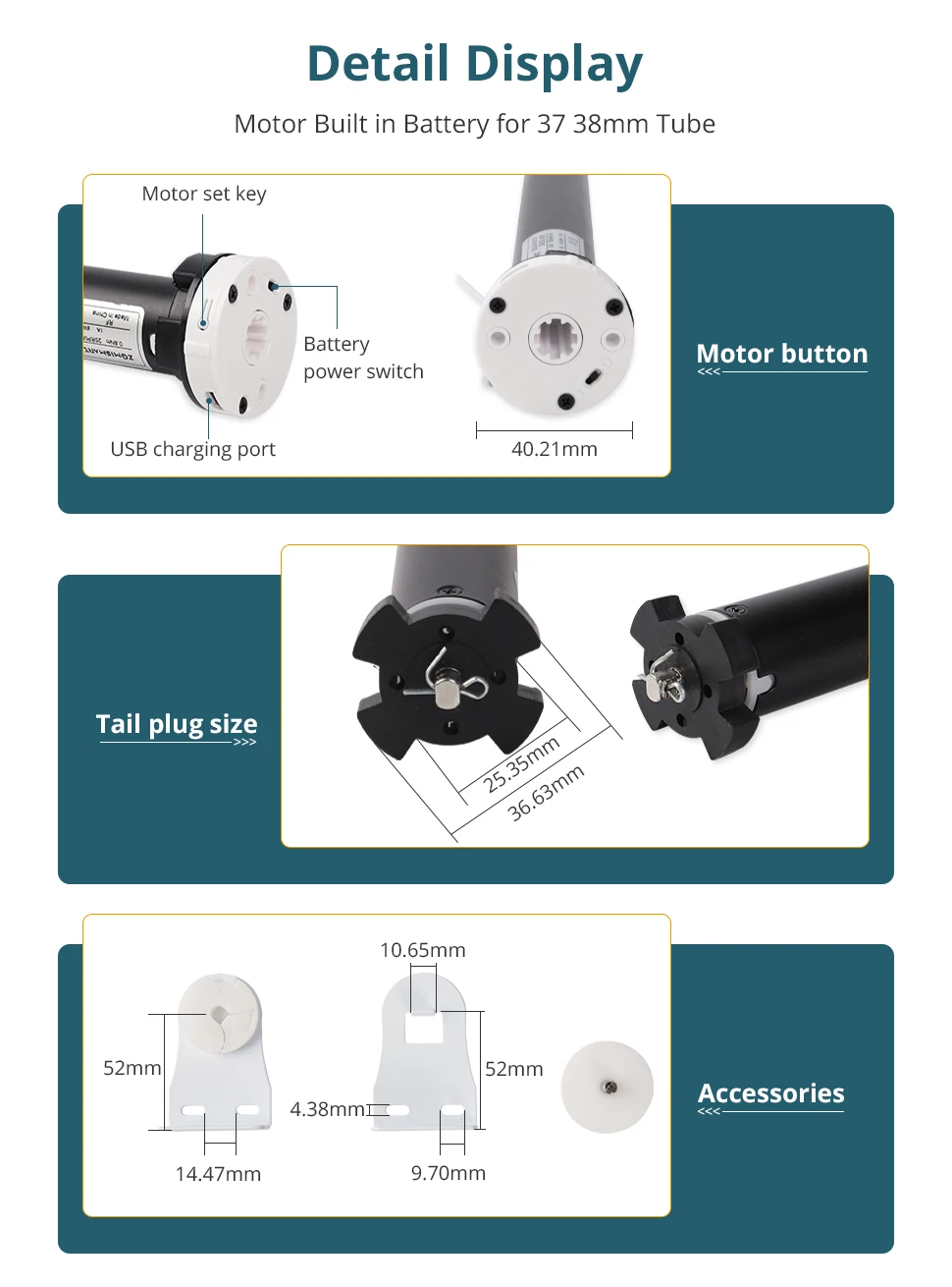 para Tubo de 37mm, Dongle WiFi, Painel