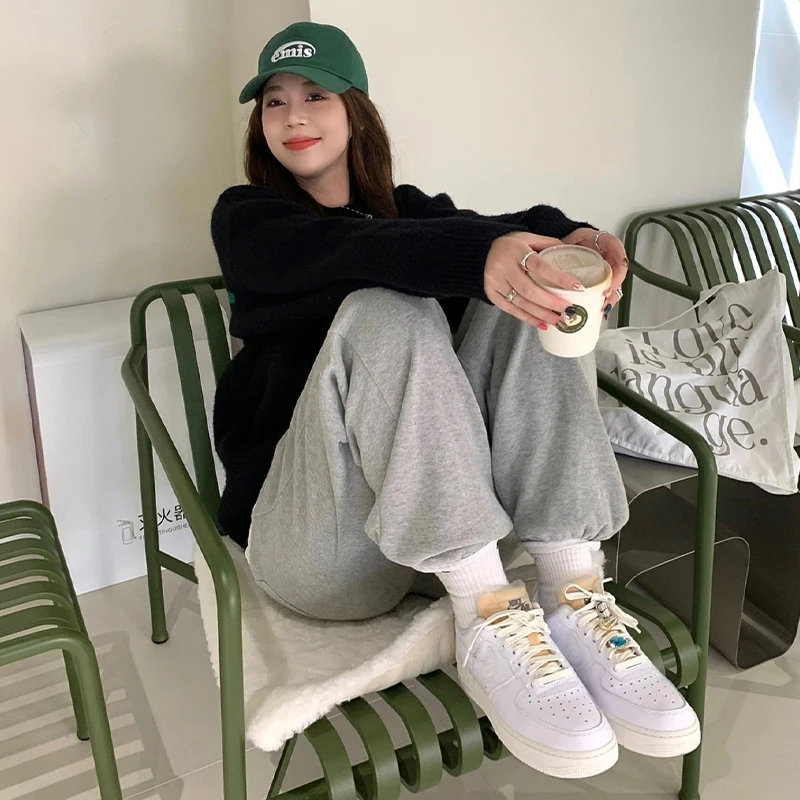 Autumn and Winter New Guard Pants Thickened Plushed  Loose Lazy Sporty  Relaxed Elastic High Waist and Leggings Sweatpants