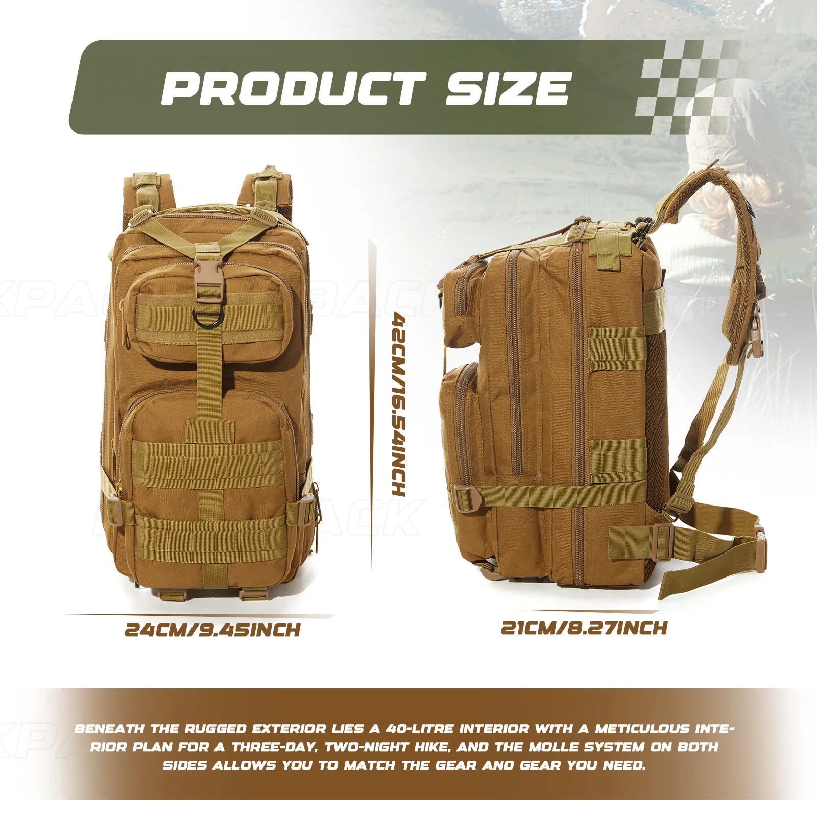 35L Outdoor Hiking Travel Backpack Camping & Climbing Backpack Army Camouflage Military Backpack Outdoor Sport Tactical Backpack