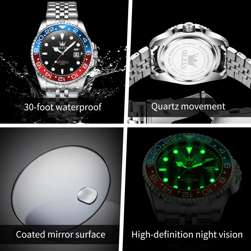 OLEVS 5657 Watch For Men Original Fashion Luxury Date Sport Business Quartz Wristwatches Top Brand  Big Dial Waterproof Luminous