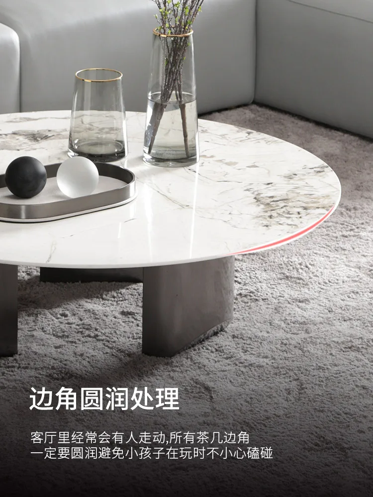 

Italian light extravagant round rock plate coffee table simple household living room minimalist Nordic coffee table