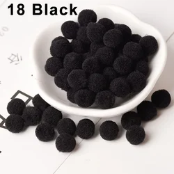 Assorted Fluffy Pom Pom Fur Balls for Crafting and Decor - Various Sizes and Colors (18 black)