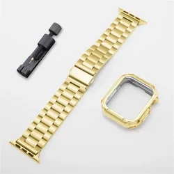 Stainless Steel Watch Strap with Soft TPU Protector Cover for Ultra 49mm (Golden set 2)