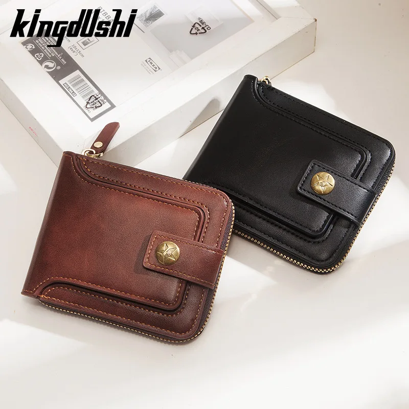 

2024 New Brand High Quality Short Men's Wallet With Coin Pocket Qualitty Guarantee Leather Purse For Male Restor Card Holder