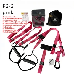 Suspension Training Strap Set for Enhanced Fitness and Strength - Professional Yoga and Power Suspension System with Wall Mount (P3 - 3 Pink)