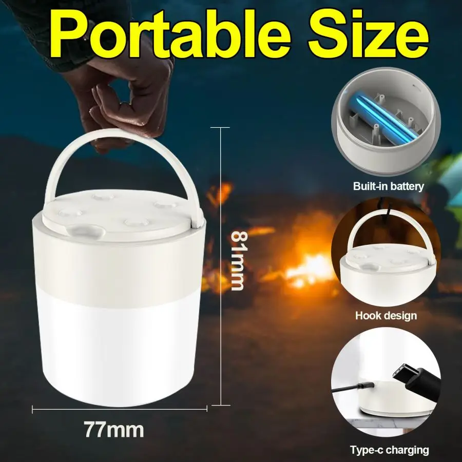 Portable Outdoor Camping Light Three-color Light Source Night Type-C USB Rechargeable Atmosphere Lights Tent Lantern