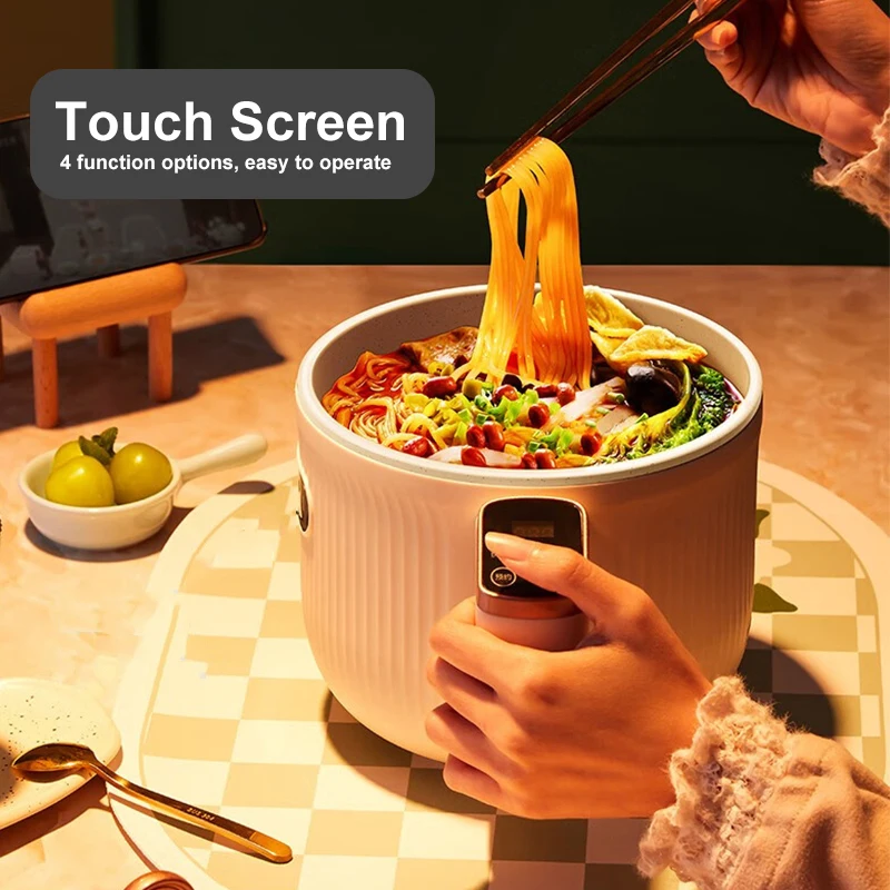 1.2L Portable Electric Cooker Smart Touch Rice Cooker Ceramic Glaze Non-stick Electric Hot Pot For Dormitory Office Noodle Pot