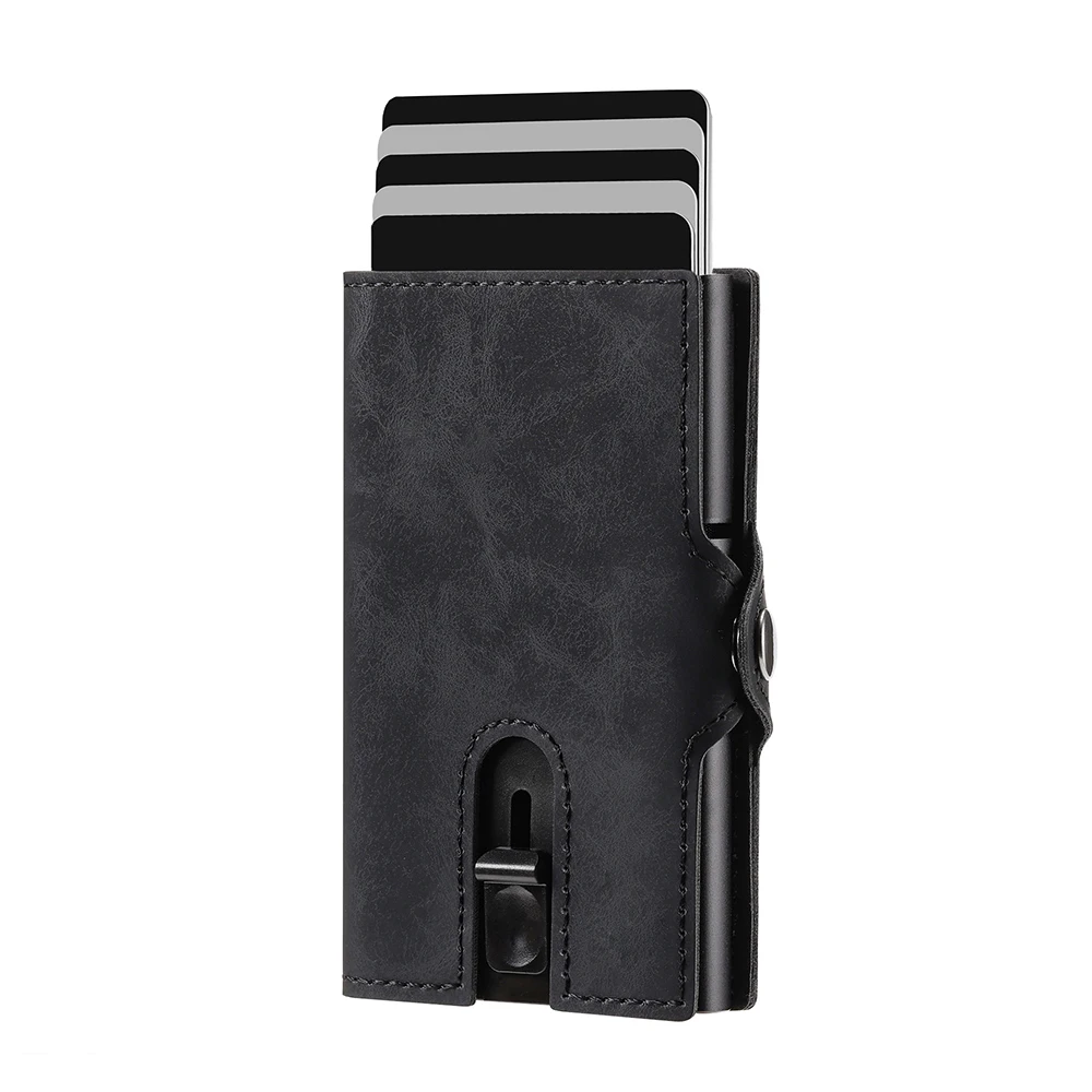 Casekey Fashion Men's Metal RFID Blocking Card Holder Slim Minimalist Carbon Fiber Wallet