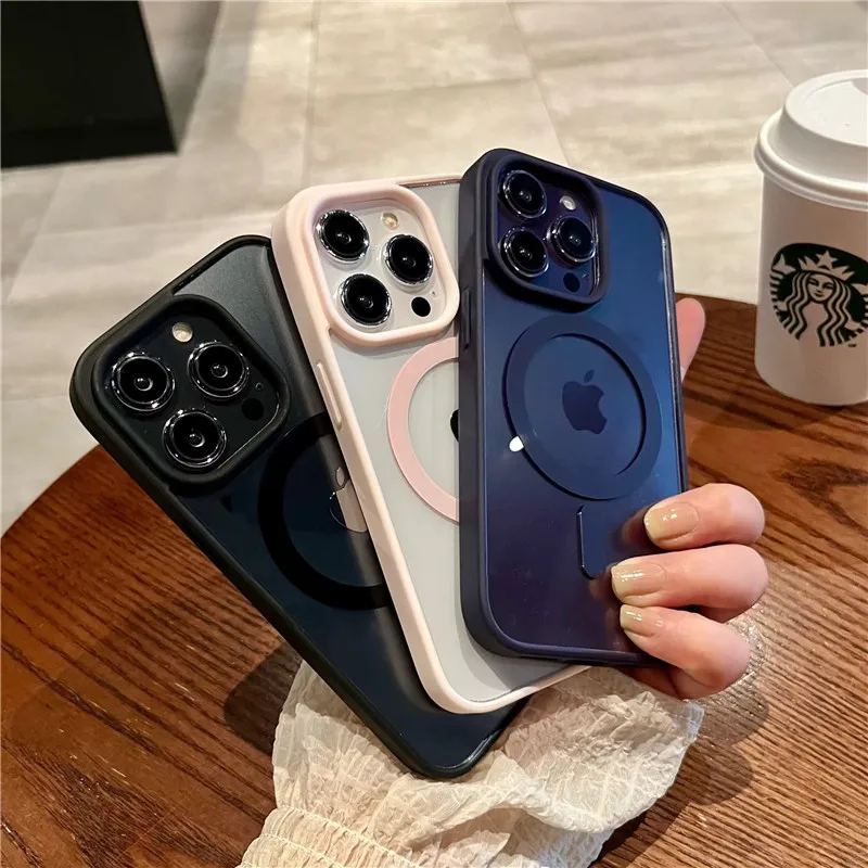 Luxury Magnetic Wireless Charging Case with Soft Bumper and Transparent Cover