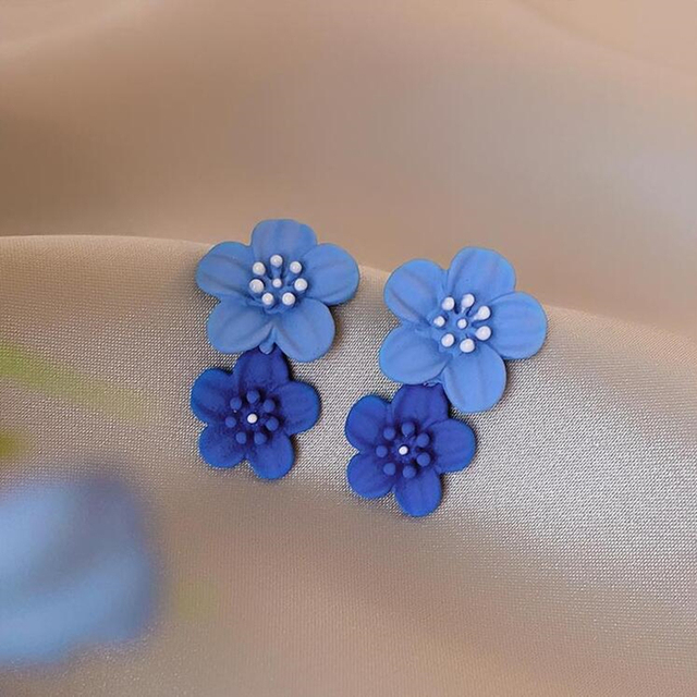 Big Double Flower Drop Earrings Summer Beach Party Metal Statement Earring for Woman Boho Fashion Jewelry Girl Gift