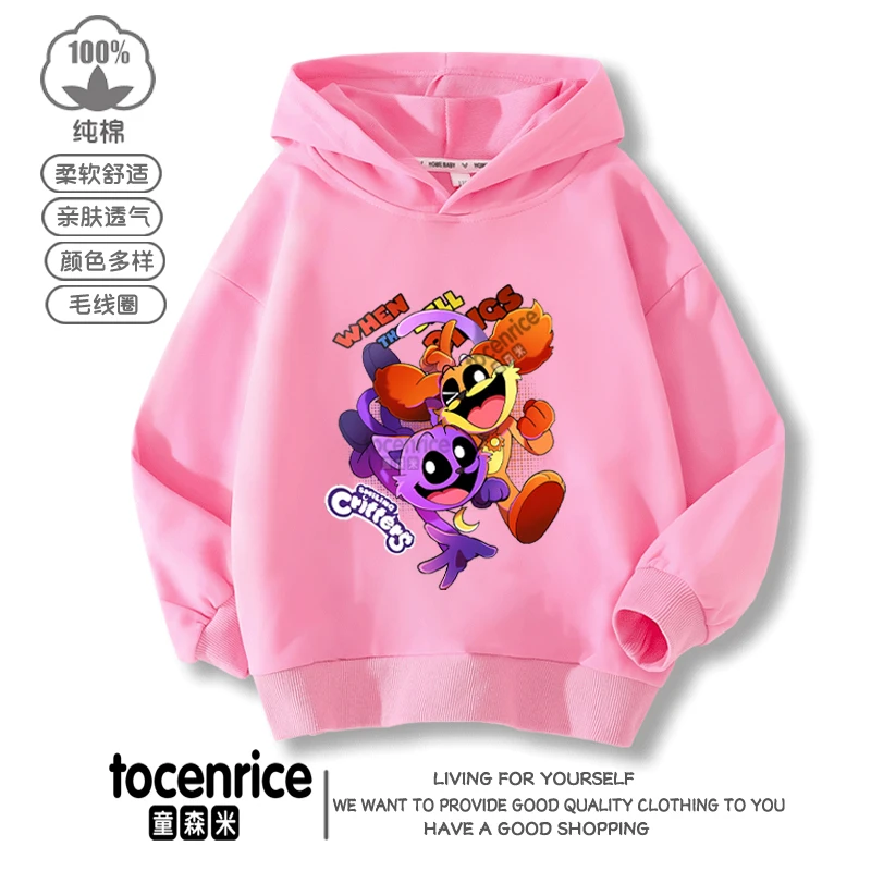 

Smiling Critters Catnap Hoodies Children Pullover Tops Autumn Long Sleeve Sweatshirt Boys Girls Hoody Streetwear Kids Clothes