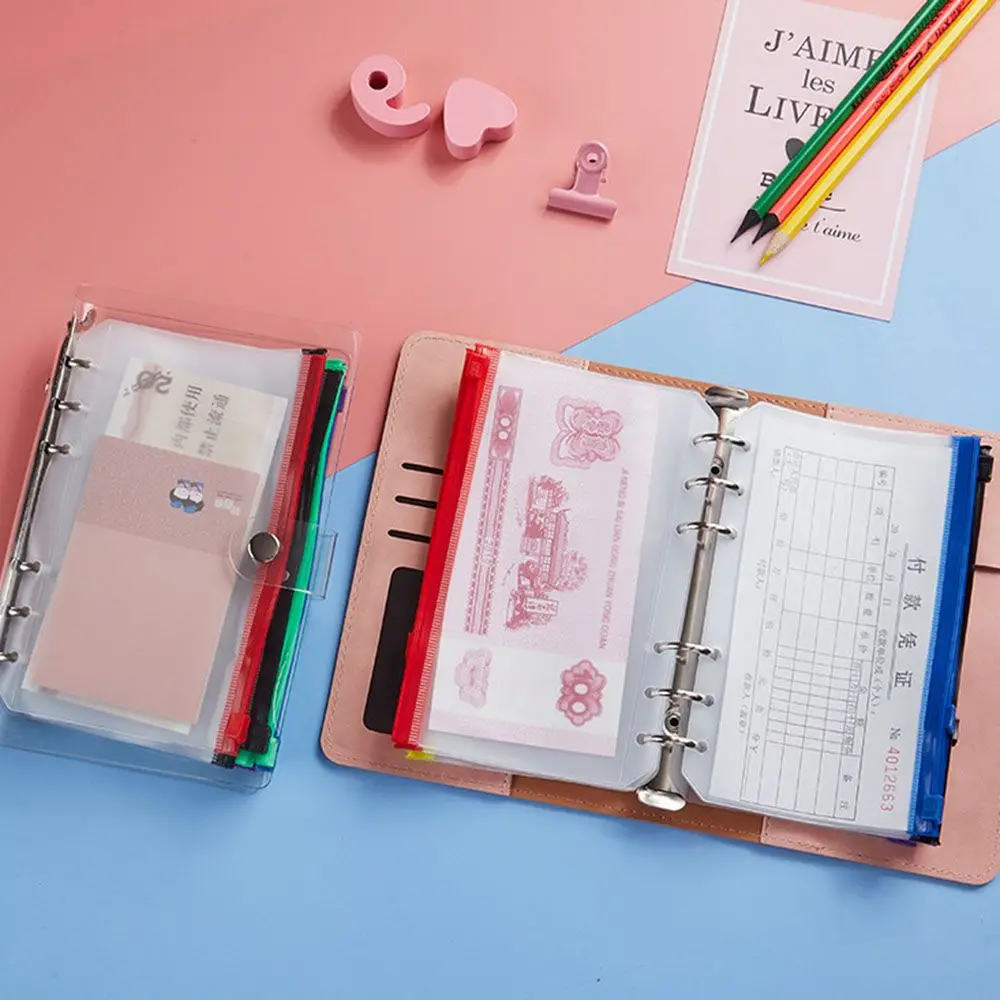 Loose Leaf Bags Waterproof Document Filing Bags 6 Ring Binder Zipper Folders Binder Pockets A5 A6 Size Notebook file folder file holder