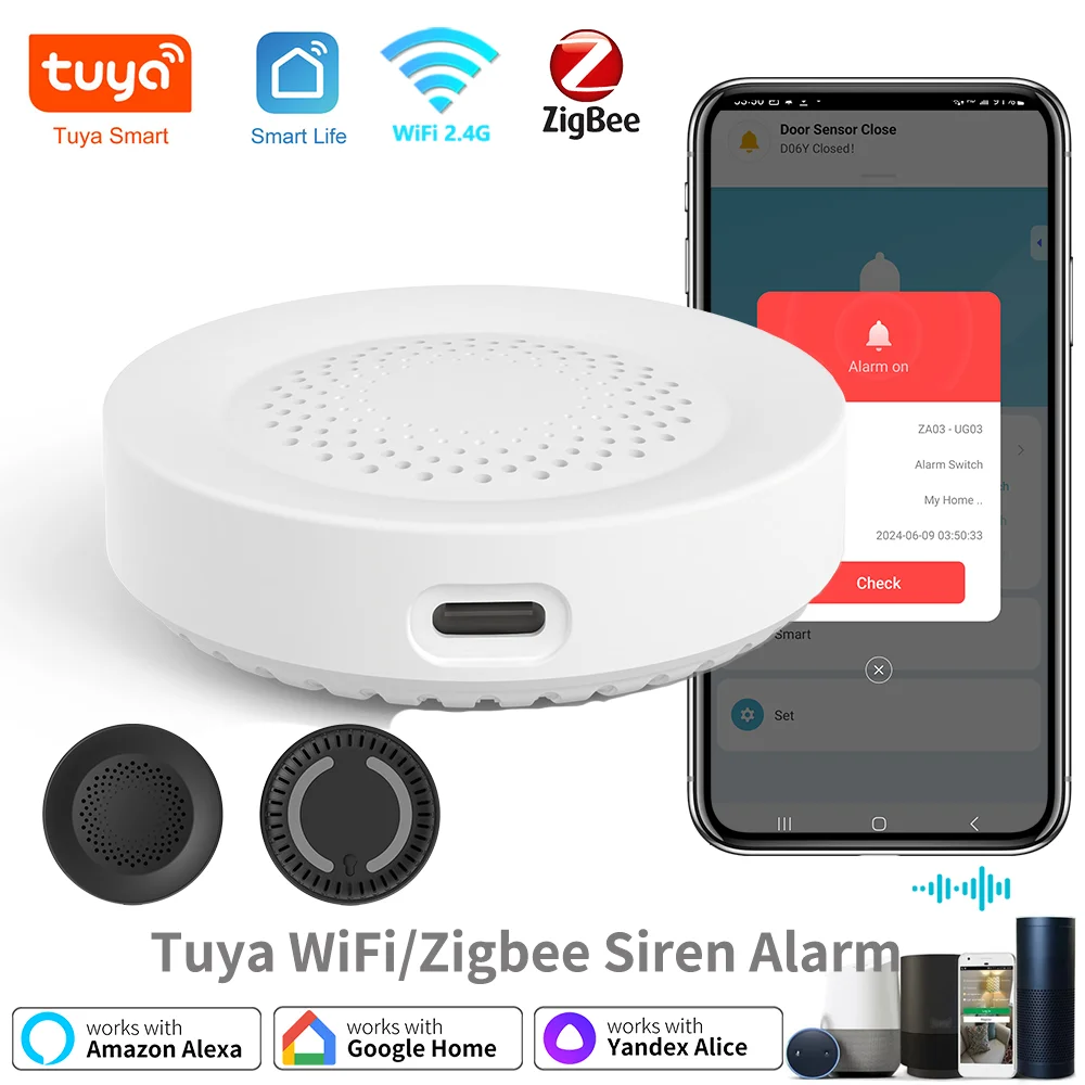 Smart Home Security WiFi Siren Alarm - 100dB Speaker, Tuya Zigbee Hub Required