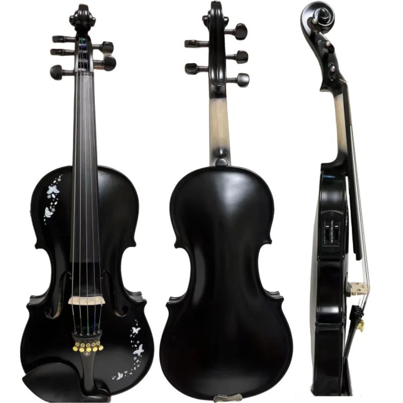 Black color drawing 5 strings 4/4 electric violin Acoustic violin E-Violin